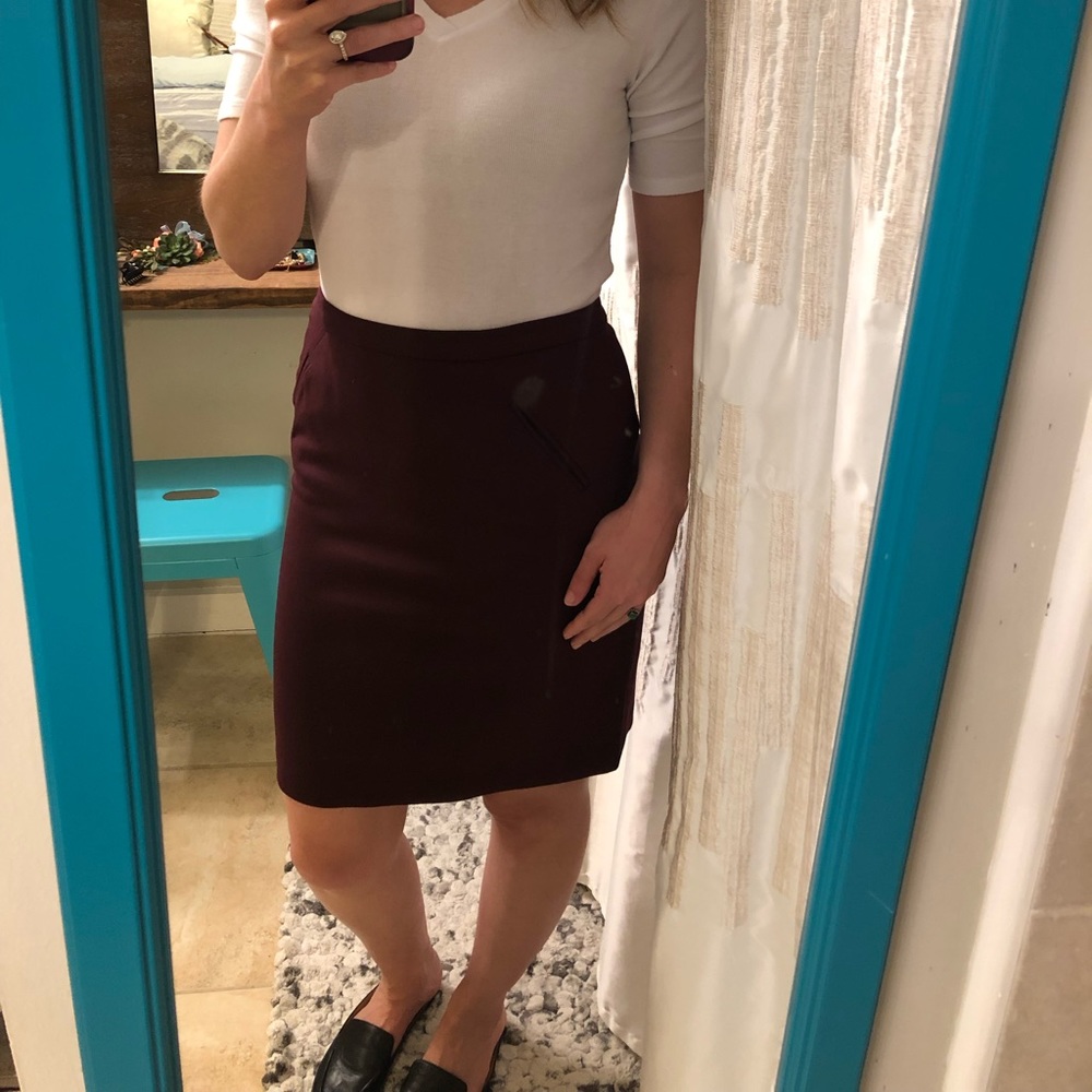 Loft Maroon/Burgundy petite pencil skirt